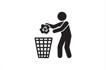 Black and white eco waste management vector illustration for green awareness.