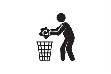 Simple recycling bin icon vector representing eco-friendly and clean concepts.