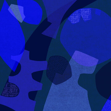 Floating blue geometric shapes 