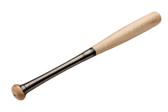 Baseball bat with metallic handle and black background
