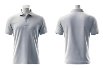 Light Gray Polo Shirt Front and Back View on Mannequin