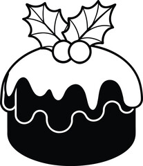 Flat Design Icon Of A Traditional Christmas Pudding