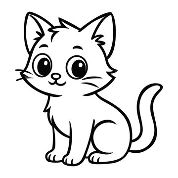 Illustration vector of cute cat cartoon character coloring page
