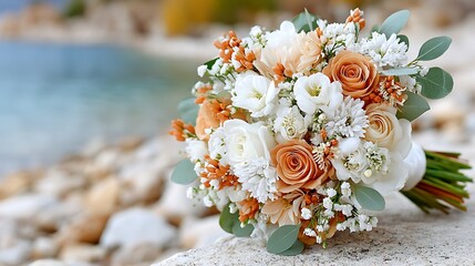 Heart Shaped Floral Arrangement with Roses for Beach Wedding Celebration