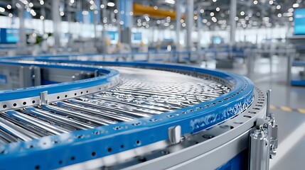High-Tech Conveyor Belt with Modern Design in Industrial Environment