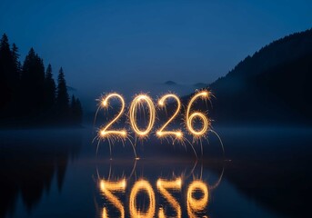 New year sparklers celebration of the year two thousand twenty six