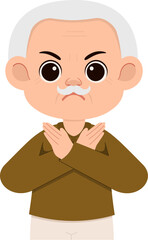Illustration of an Elderly Man Gesturing No