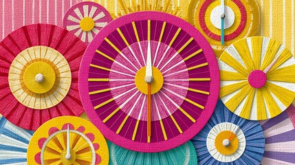 Bright and Colorful Summer Design with Thermometer and Whimsical Patterns