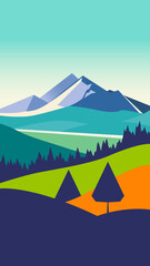 Colorful abstract mountain landscape.