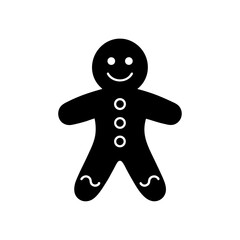 Gingerbread man cookie simple black shape on transparent background silhouette