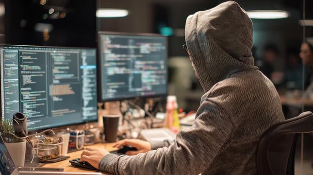 Focused developer working on programming tasks.