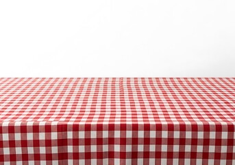 Red Checkered Tablecloth on White Background.