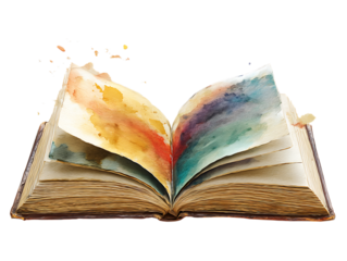 watercolor open book artistic reading concept