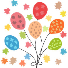 Colorful Balloons with Patterns – Cute Hand-Drawn Illustration. cute Hand-Drawn Balloons with Patterns and Paint Splatters
