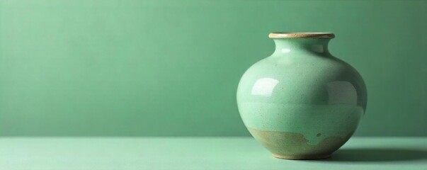Rustic Green Earthenware Vase A Calming Decorative Piece for Floral Arrangements