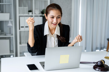 Legal professional secures major victory achieving success watching positive case outcome on modern...
