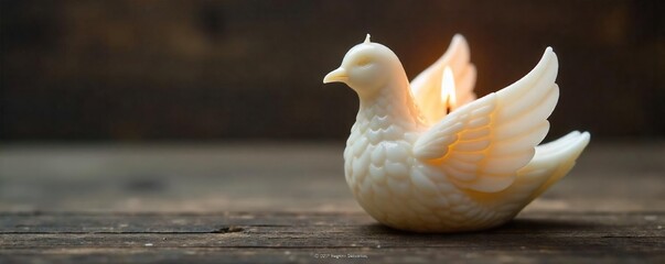 Serene Dove Candle Rustic Wooden Decor, Soft Warm Glow, Peaceful Ambiance, Perfect for Home Meditation and Relaxation