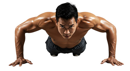 muscular athletic man training in gym