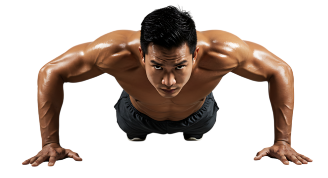 muscular athletic man training in gym