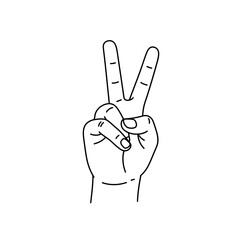 Hand making peace sign with two fingers up iconic gesture of victory and positivity symbolizing harmony and success isolated on white background