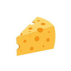 Delicious wedge of swiss cheese with characteristic holes isolated on delicious dairy food item culinary ingredient appetizing snack isolated on white background