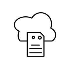 Cloud Document Storage Line Art Vector Icon - Simple Outline File
