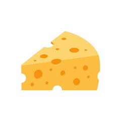 Delicious swiss cheese wedge with holes realistic isolated food object for culinary and gourmet content isolated on white background