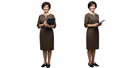 two business women standing together in office studio
