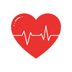 Red heartbeat symbol healthcare medical cardiology pulse ecg line represents vitality and health awareness isolated on white background
