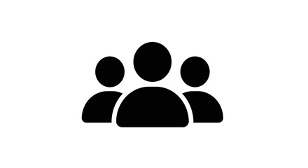 Simple three person group icon representing teamwork community collaboration and social connection isolated on isolated on white background