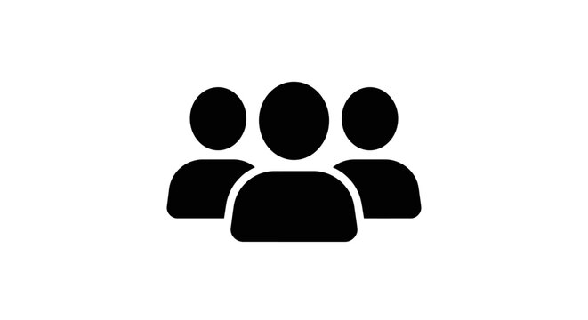 Simple silhouette group of people icon symbolizing teamwork community connection social network and human resources concept isolated on white background