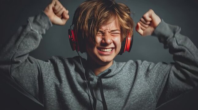 Frustrated boy expressing strong emotions.