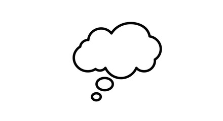 Empty white thought bubble outline icon symbol representing ideas imagination contemplation and communication with simple clean lines isolated on white background © ARSM D