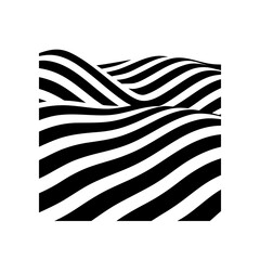 Abstract striped pattern wavy landscape art on transparent background silhouette