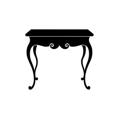 Silhouette of an antique ornate table art on transparent background