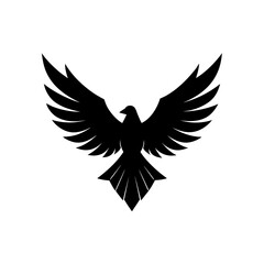 Silhouette of a bird with spread wings art on transparent background