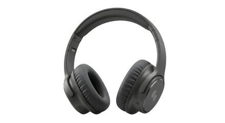 Black headphones isolated on white background for music and audio equipment