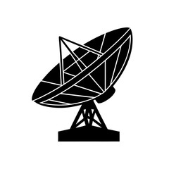 Black silhouette of a satellite dish icon on transparent background