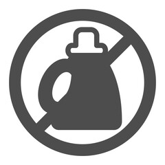 Bottle of machine oil ban solid icon, repair concept. Vector graphics. Forbidden, prohibited item sign on white background, glyph style icon for mobile or web design.