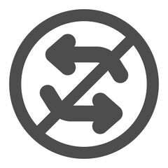 Exchange ban solid icon, recycling concept. Vector graphics. Forbidden, prohibited items sign on white background, glyph style icon for mobile or web design.