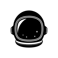 Astronaut helmet with stars reflection art on transparent background silhouette