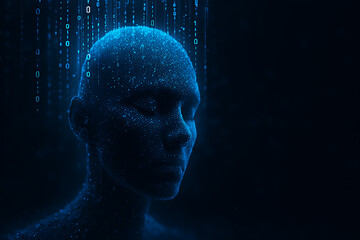 ai technology brain with binary code