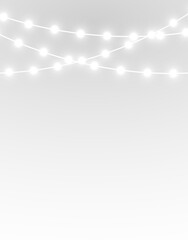 png bright Christmas garland with shining festive lamps and sparkle
