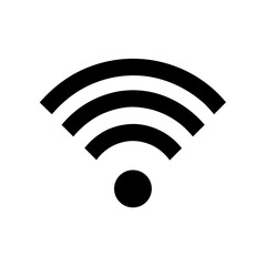Wifi signal icon with three curved lines on transparent background silhouette