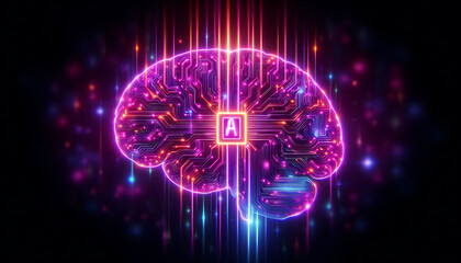 ai brain rendered as an intricate circuit