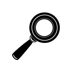 Silhouette of a simple magnifying glass tool on transparent background