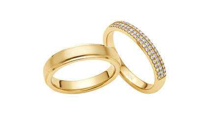 Golden wedding rings isolated on white background