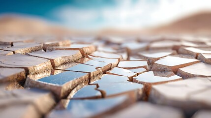 martian. A dried Martian riverbed crafted from shattered mirrors reflecting the absence of water. STEM education sheets, lab safety posters, designed for biotech research communications.