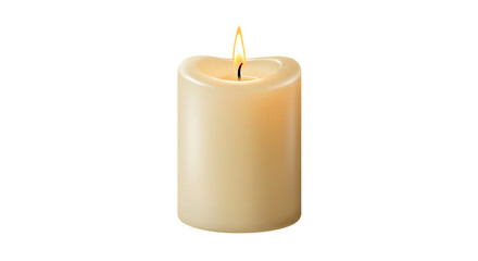 Red burning candle isolated on white background