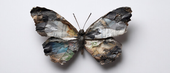 Recycled butterfly art paper sculpture eco craft upcycled textured